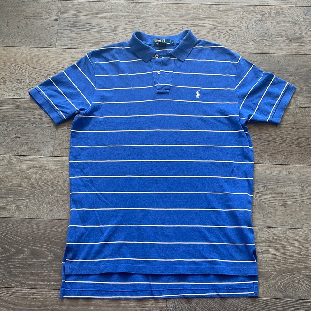 Mens Polo by Ralph Lauren Blue/White Stripes-Large